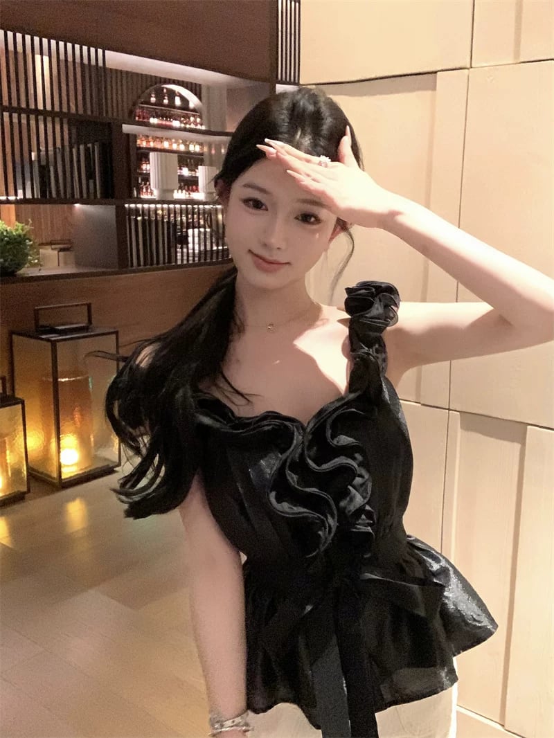 【tops】ノースリーブギャザーフリルトップス Q8517