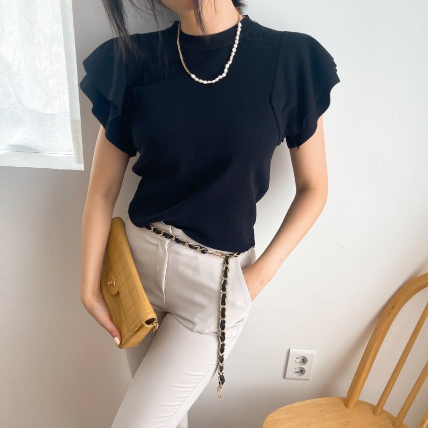 【tops】フレンチスリーブニットＴシャツF7424