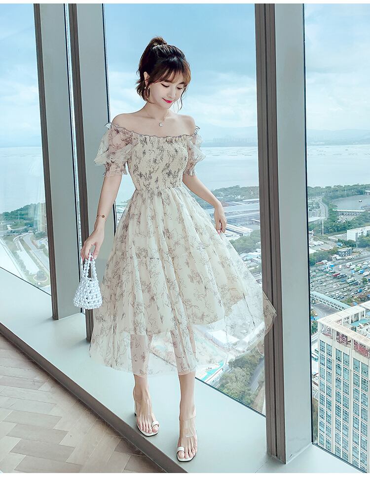 【dress】気質満点清新スウィートシフォン着痩せ花柄 ワンピース G1281