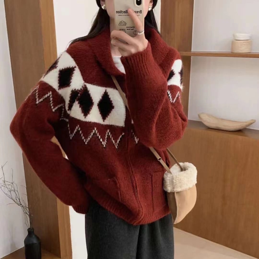 【outer】ファスナーニットカーデ　M26357