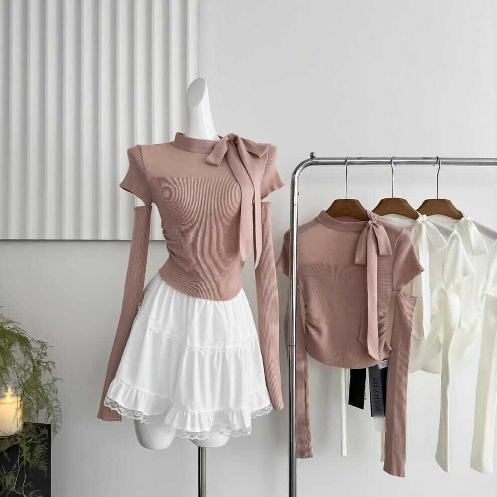 【tops】アームカバー付きニットトップス　M27892