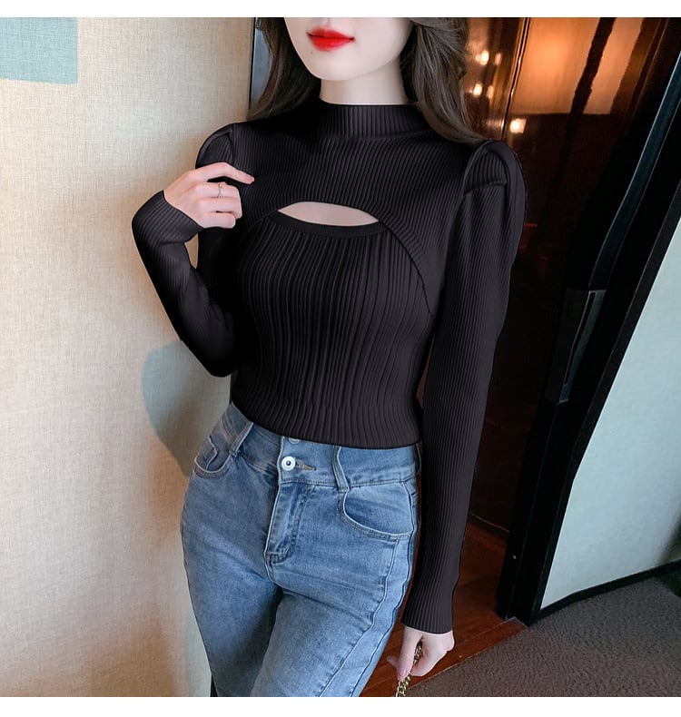 【tops】カットワークニットトップス　M26209