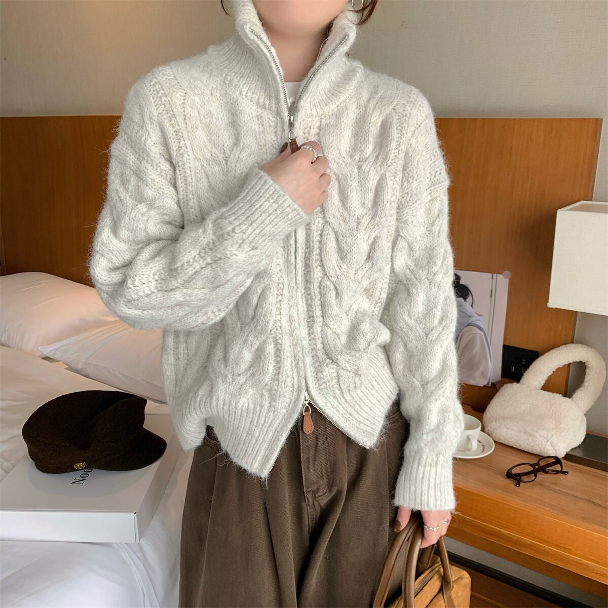 【outer】Wジップニットカーデ　M27741