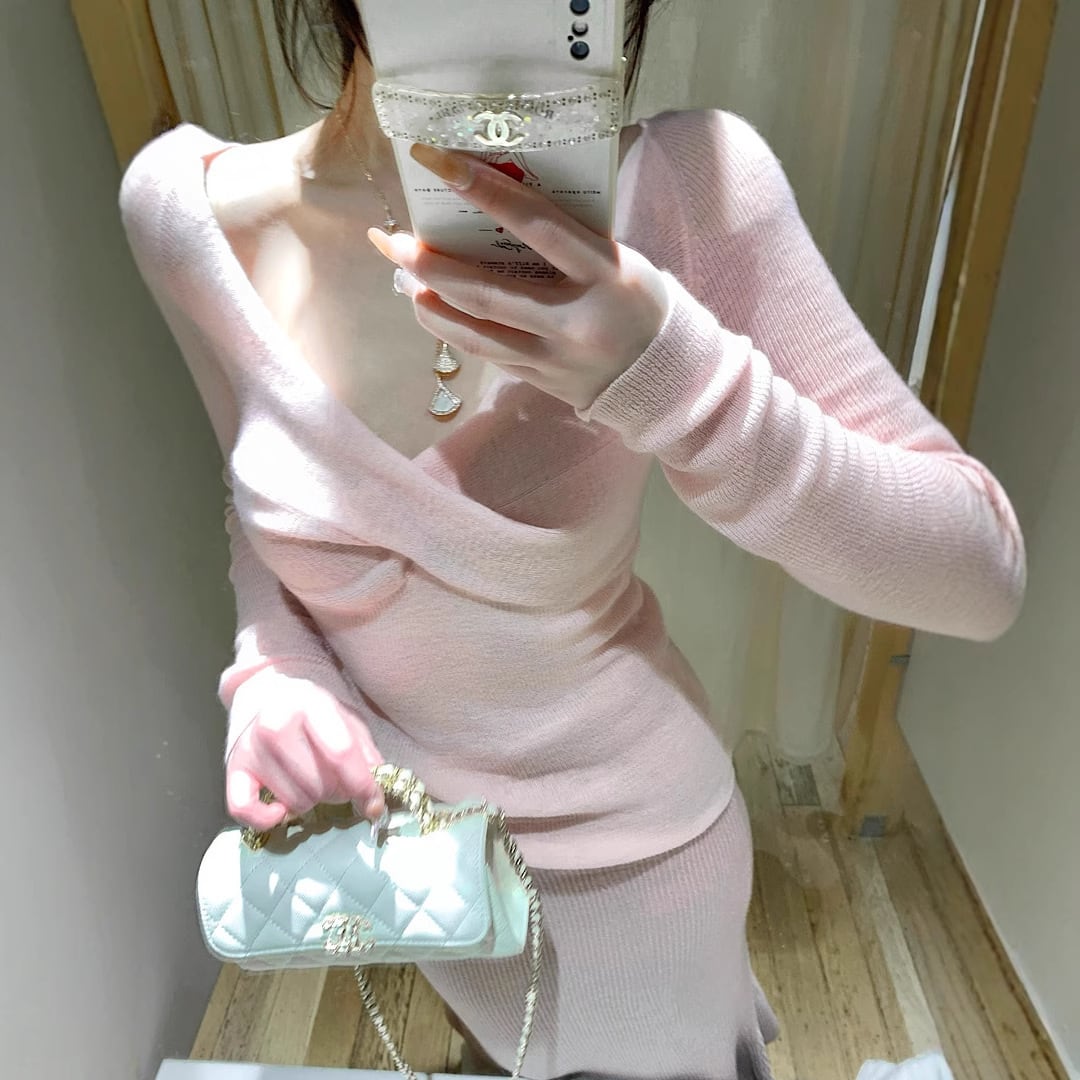 【tops】クロスニットトップス　M28099