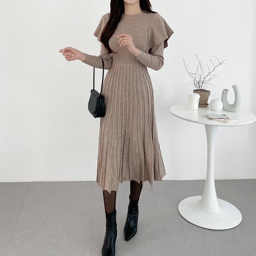 【dress】フリルニットワンピース　M26191