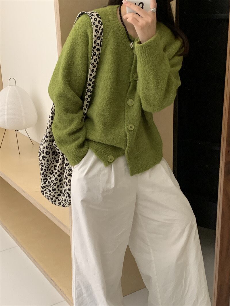 【outer】クルーネックニットカーデ　M18868