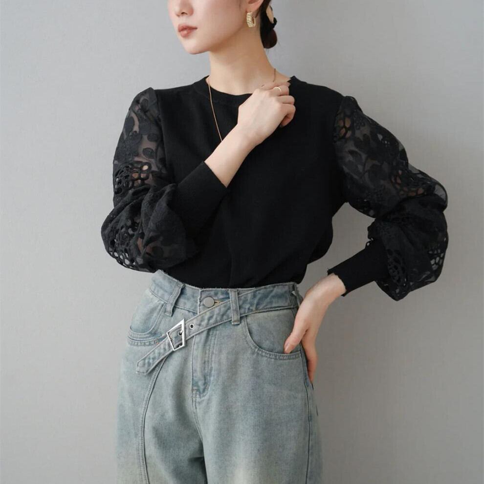 【tops】レース切り替えトップス　M29484