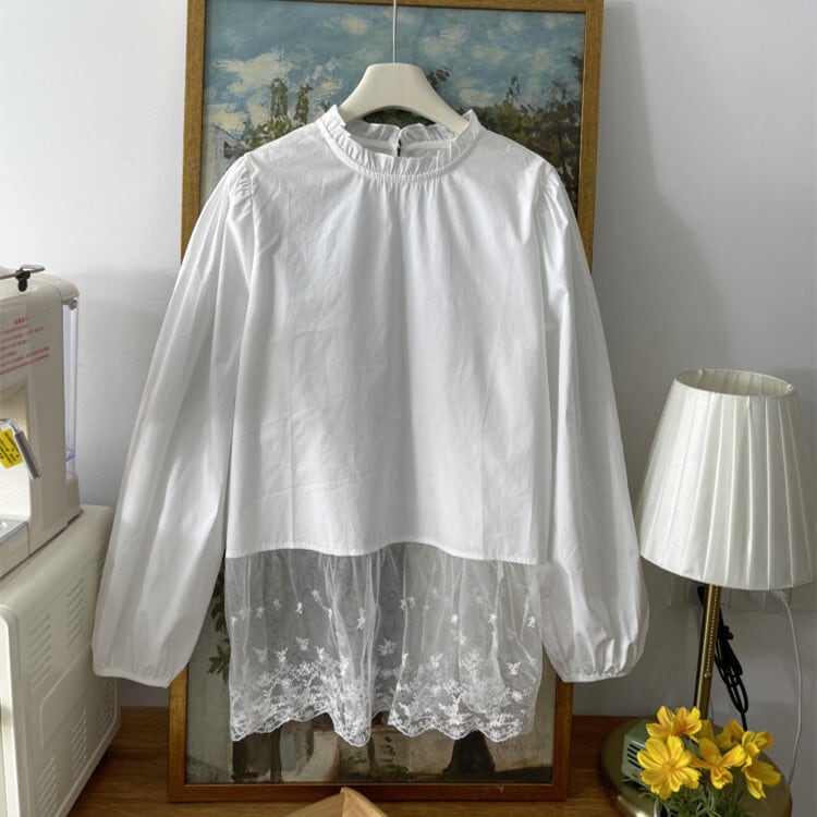 【tops】レース切り替えブラウス　M29703