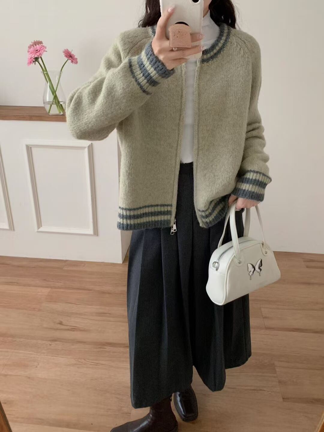 【outer】ファスナーニットカーデ　M28558
