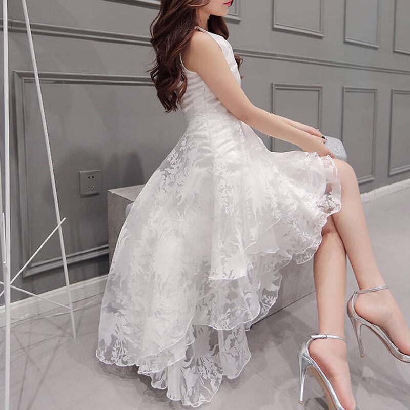 【dress】一目惚れ！ラウンドネックノースリーブ無地メッシュ不規則韓国ファッションワンピースF2299