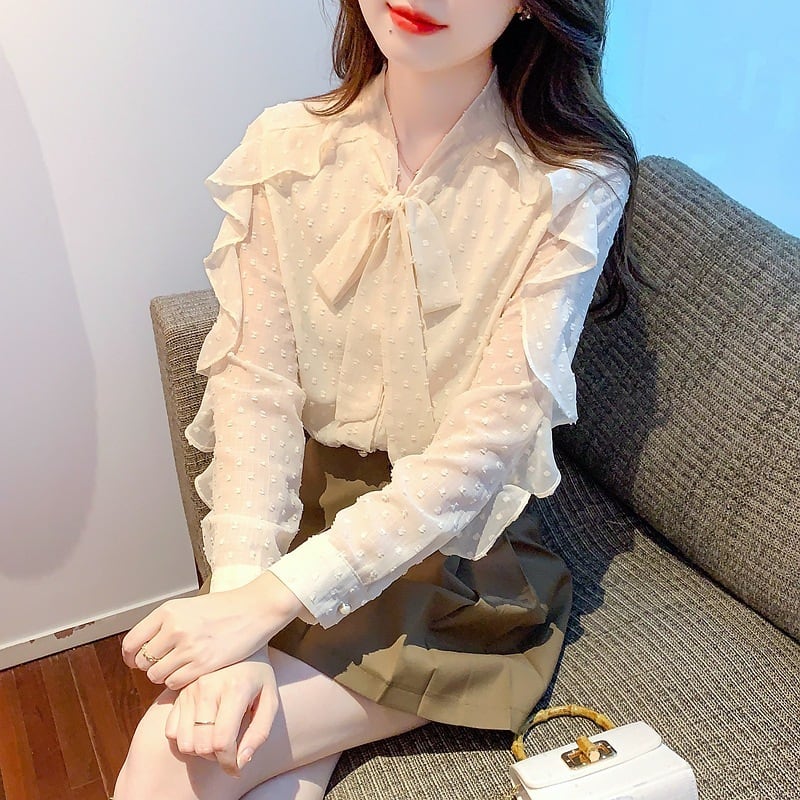 【tops】フリルシャツトップス　M25730