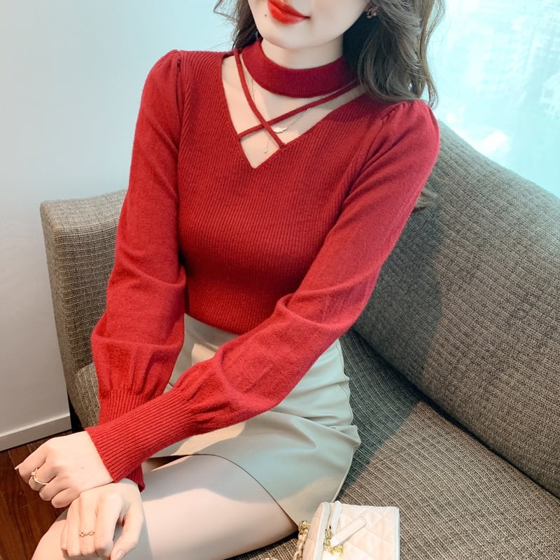 【tops】カットワークニットトップス　M28573