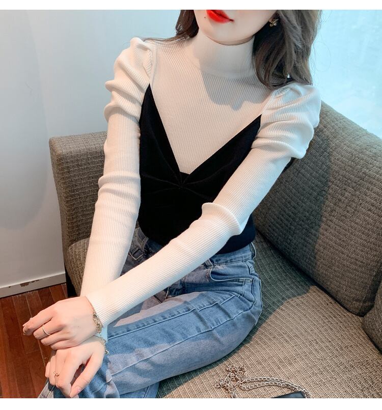 【tops】ドッキングニットトップス　M18855