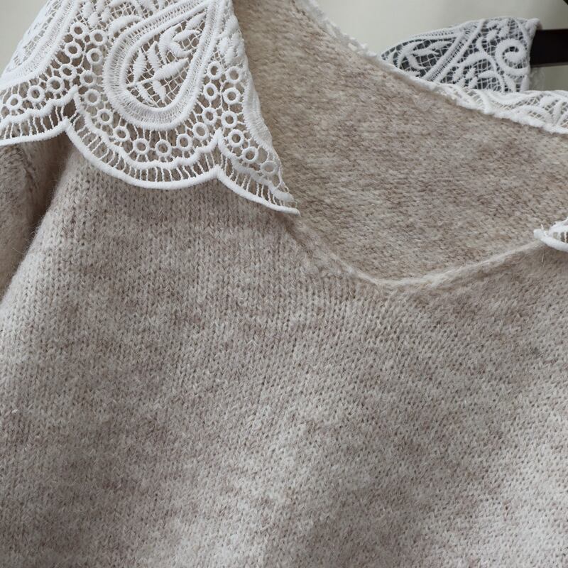 【tops】レース切り替えニットセーター　M27292