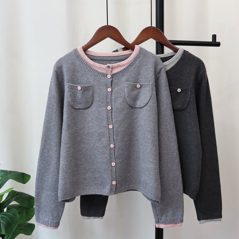 【outer】配色切り替えニットカーデ　M28598