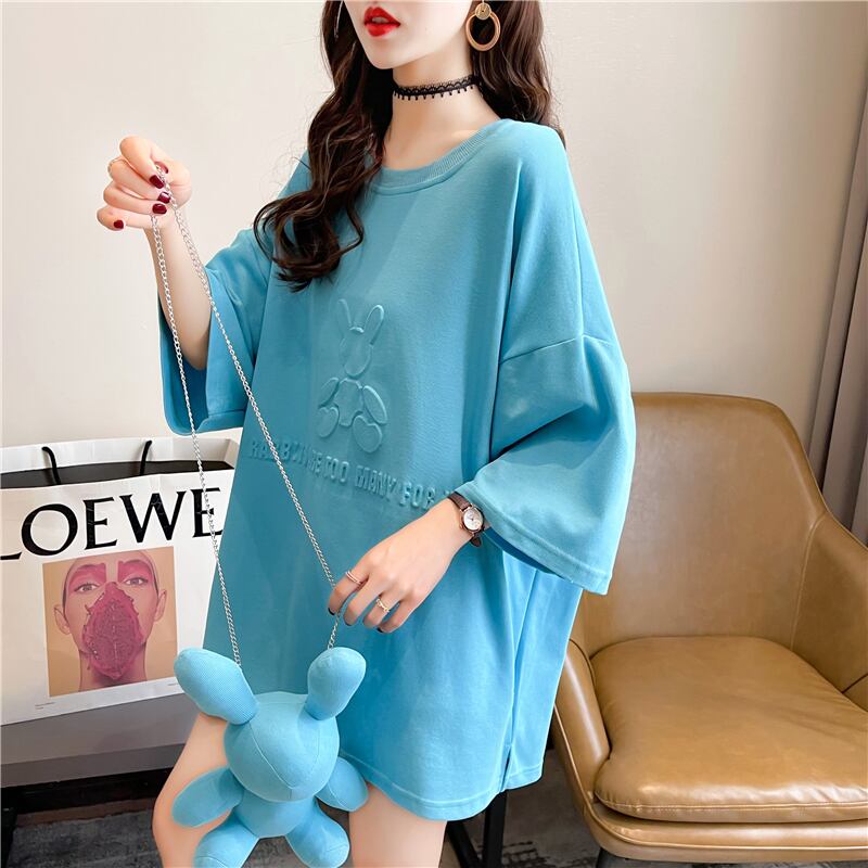 【tops】清新合わせやすい3色ラウンドネック半袖着回しゆったりTシャツF0311