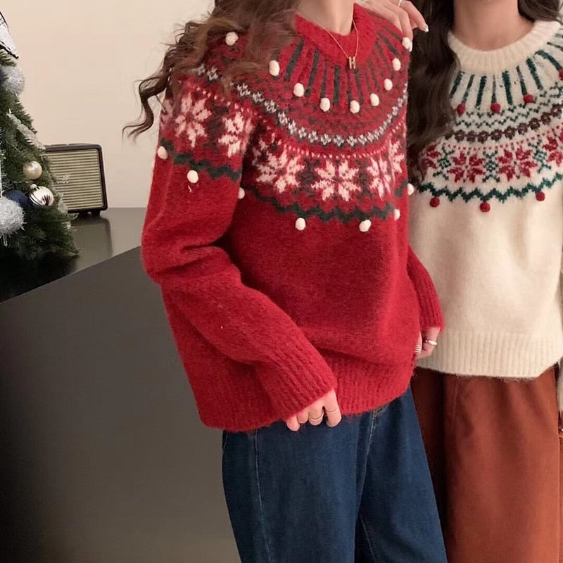【tops】ジャカードニットセーター　M27136