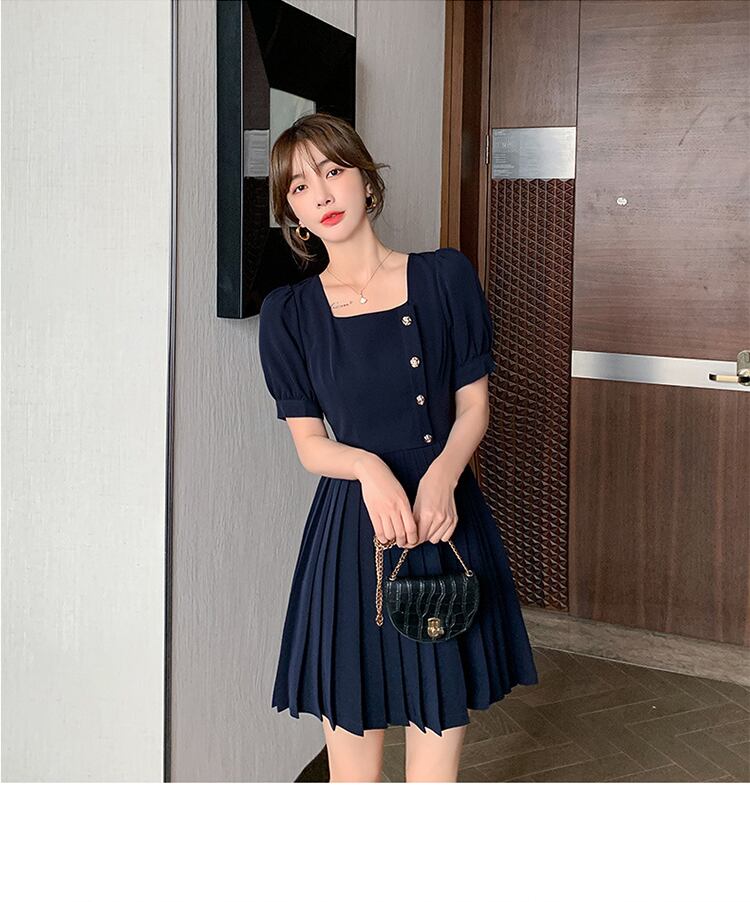 【dress】美人度アップ!気質満点スウィートスクエアネック夏 デザインワンピース G0538