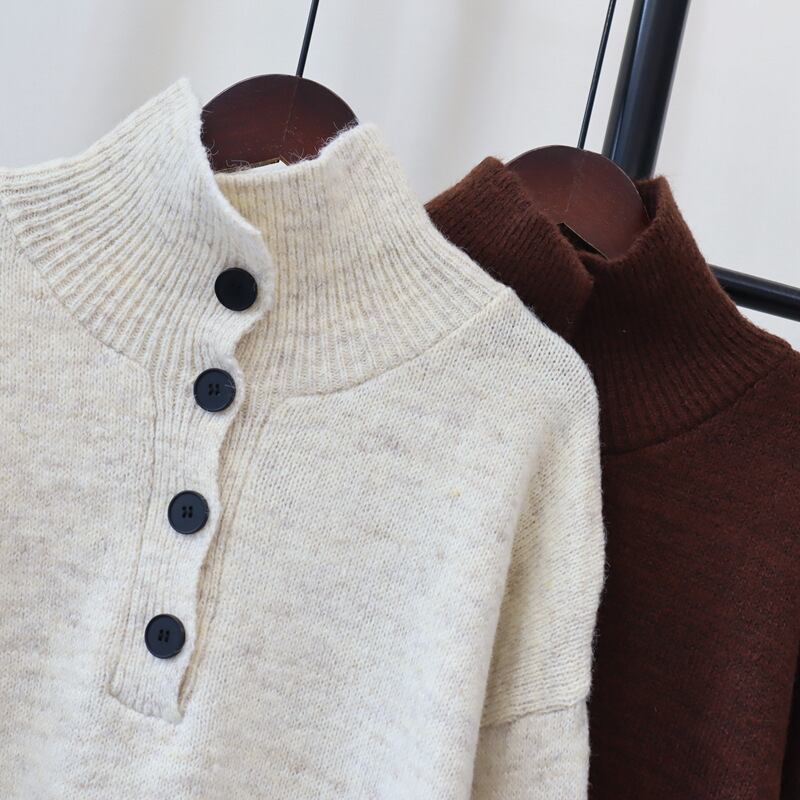 【tops】ボタンデザインニットセーター　M27817
