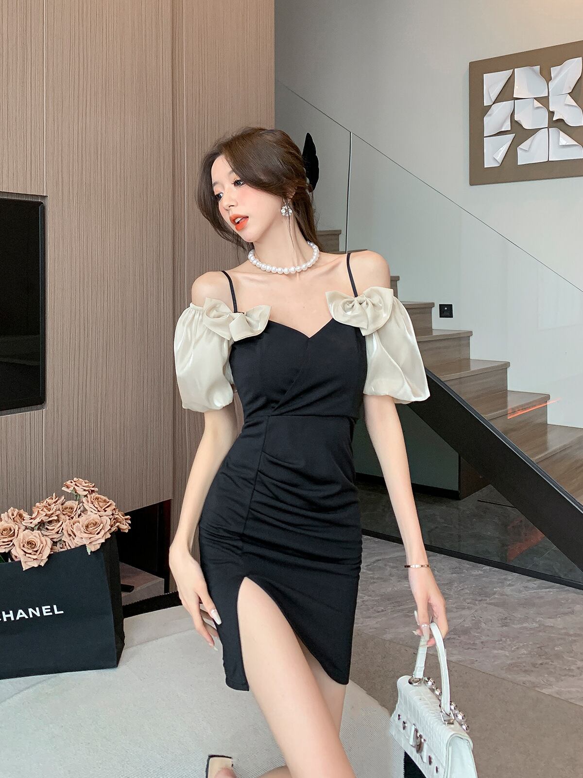 【dress】リボンスリットキャミワンピース G20634