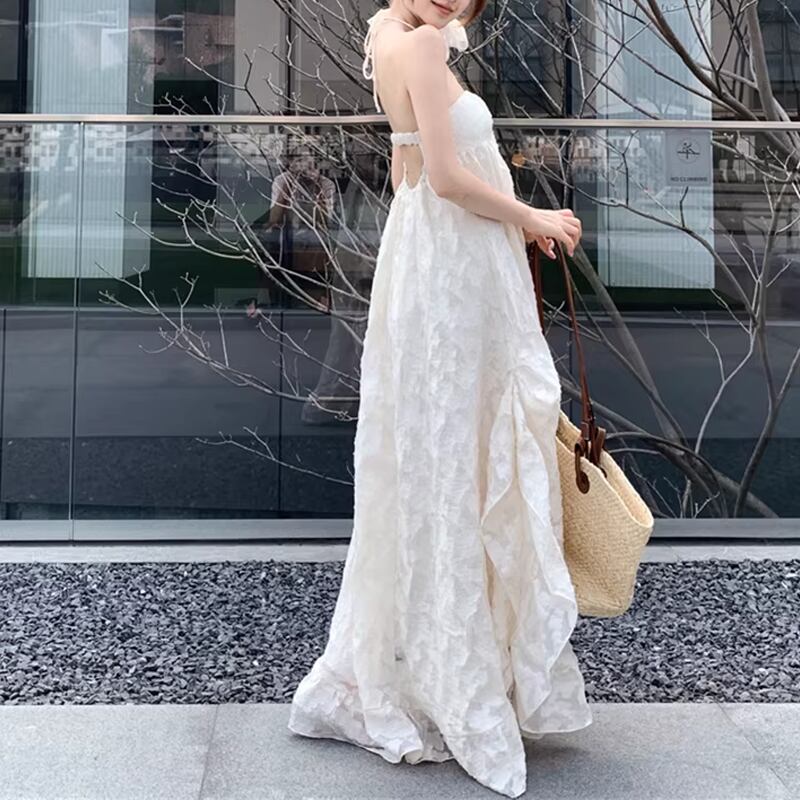【dress】ベアバックロングレースドレス Q8011