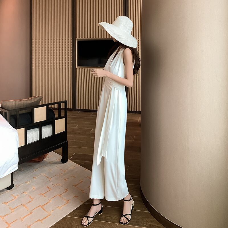 【set】気質満点レトロ夏着痩せハイウエストオールインワン G0709