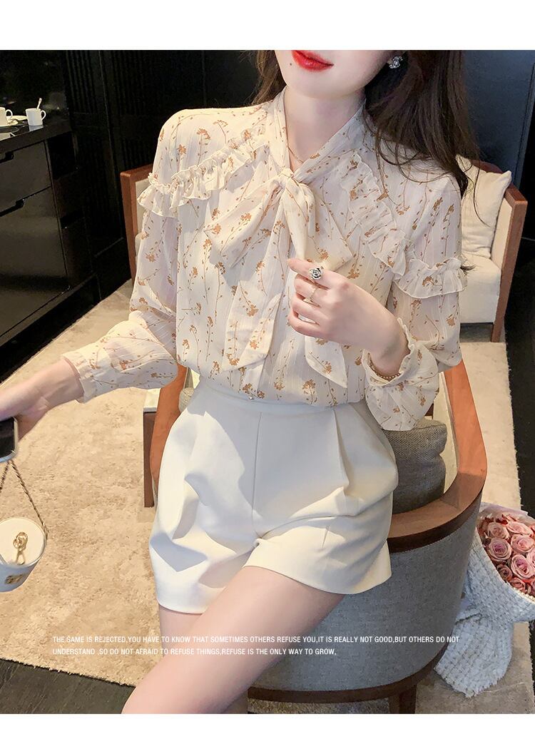 【tops】リボン付きシャツトップス　M18727