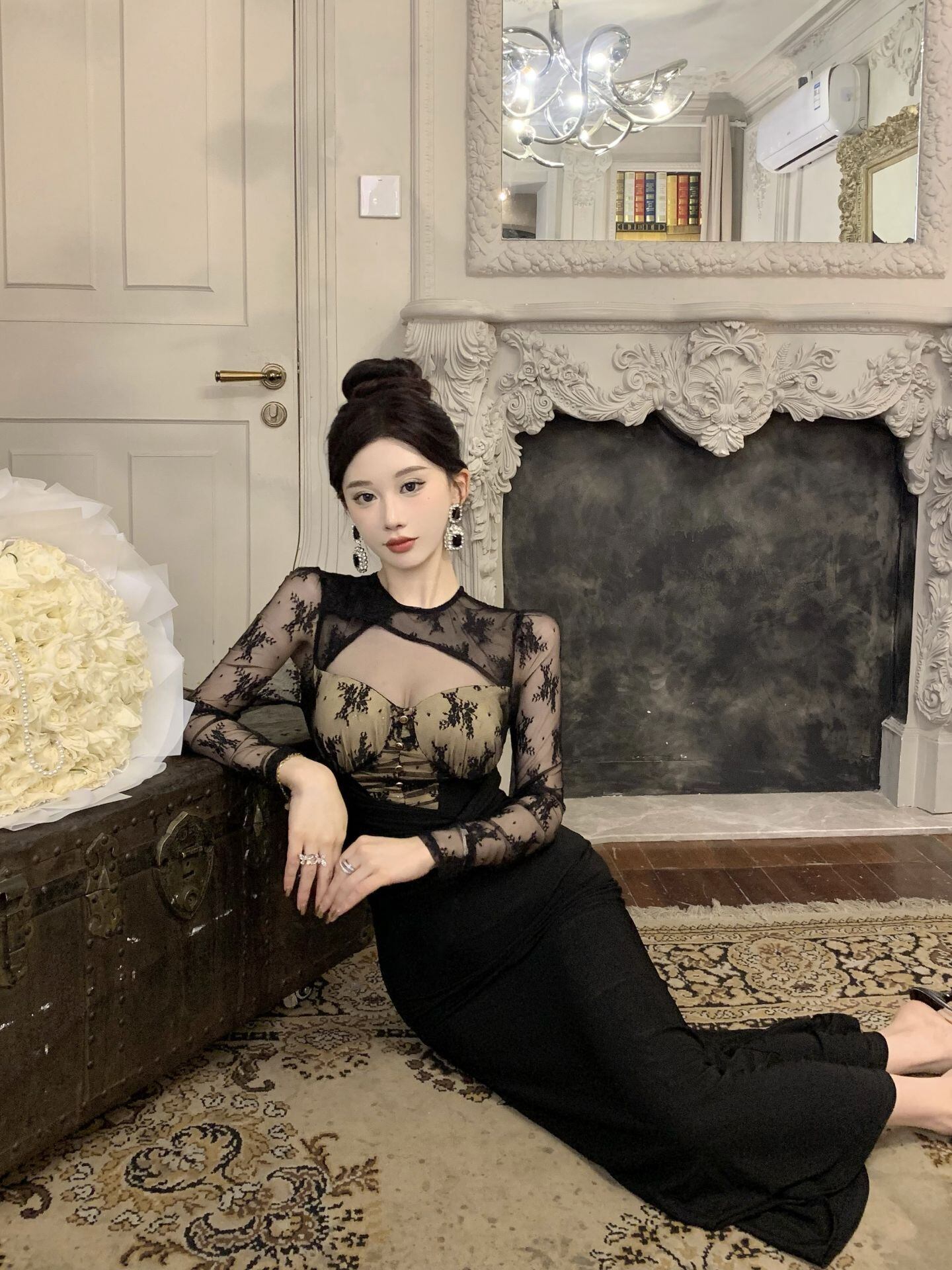 【dress】レース切り替えマーメイドワンピース G21514