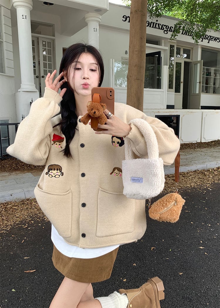 【outer】クルーネックニットカーデ　M19183