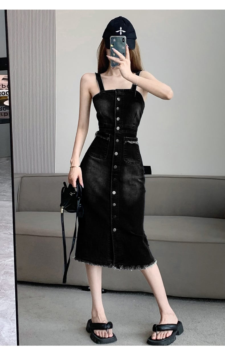 【dress】デニムサロペットワンピース　M24636