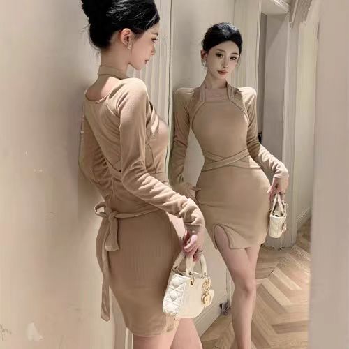 【dress】フランス風ニットワンピースG24385