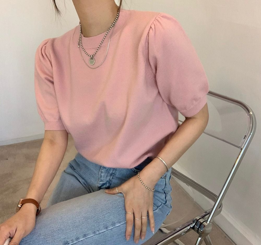 【tops】5色ニットＴシャツF7426