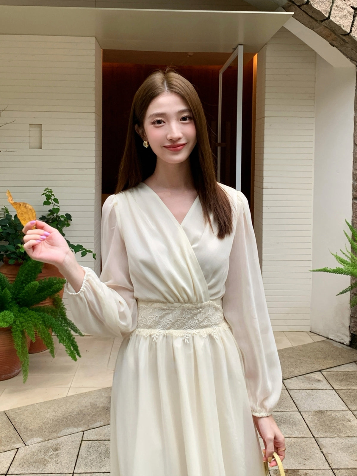 【dress】レースドッキングロングワンピース Q8932