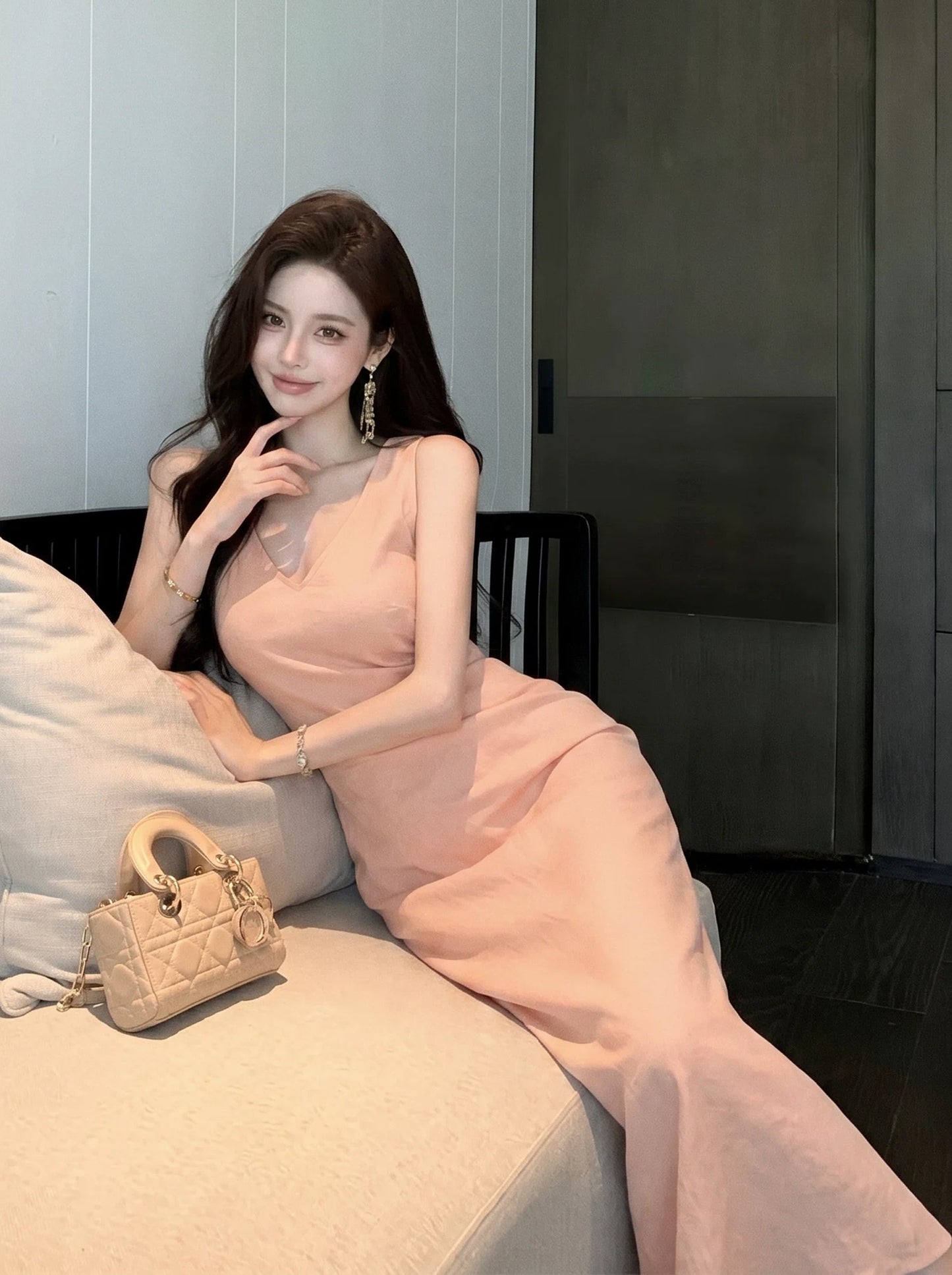 【dress】ロングベストワンピース Q8891