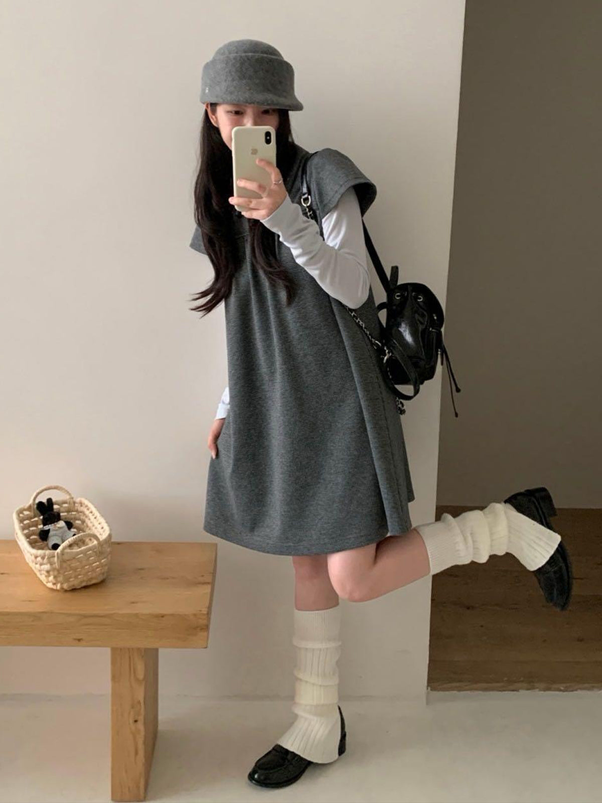 【dress】ノースリーブ折り襟ワンピース Q9044