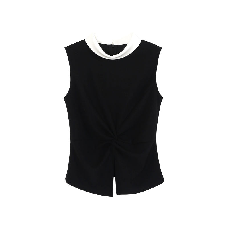 【tops】ノースリーブ配色トップス Q8748