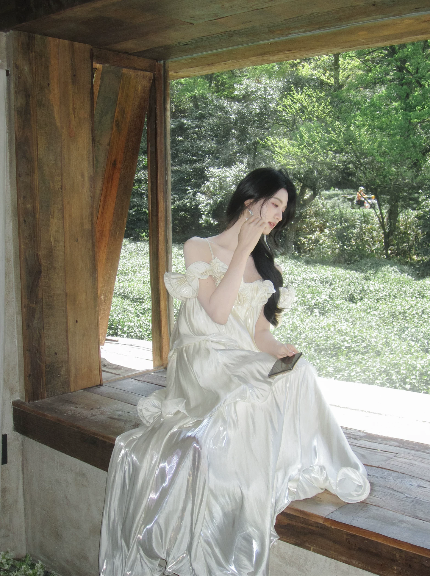 【dress】ギャザーフリルロングキャミワンピース Q8553