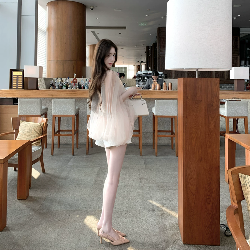 【tops】チュールフェイクレイヤードトップス Q8388