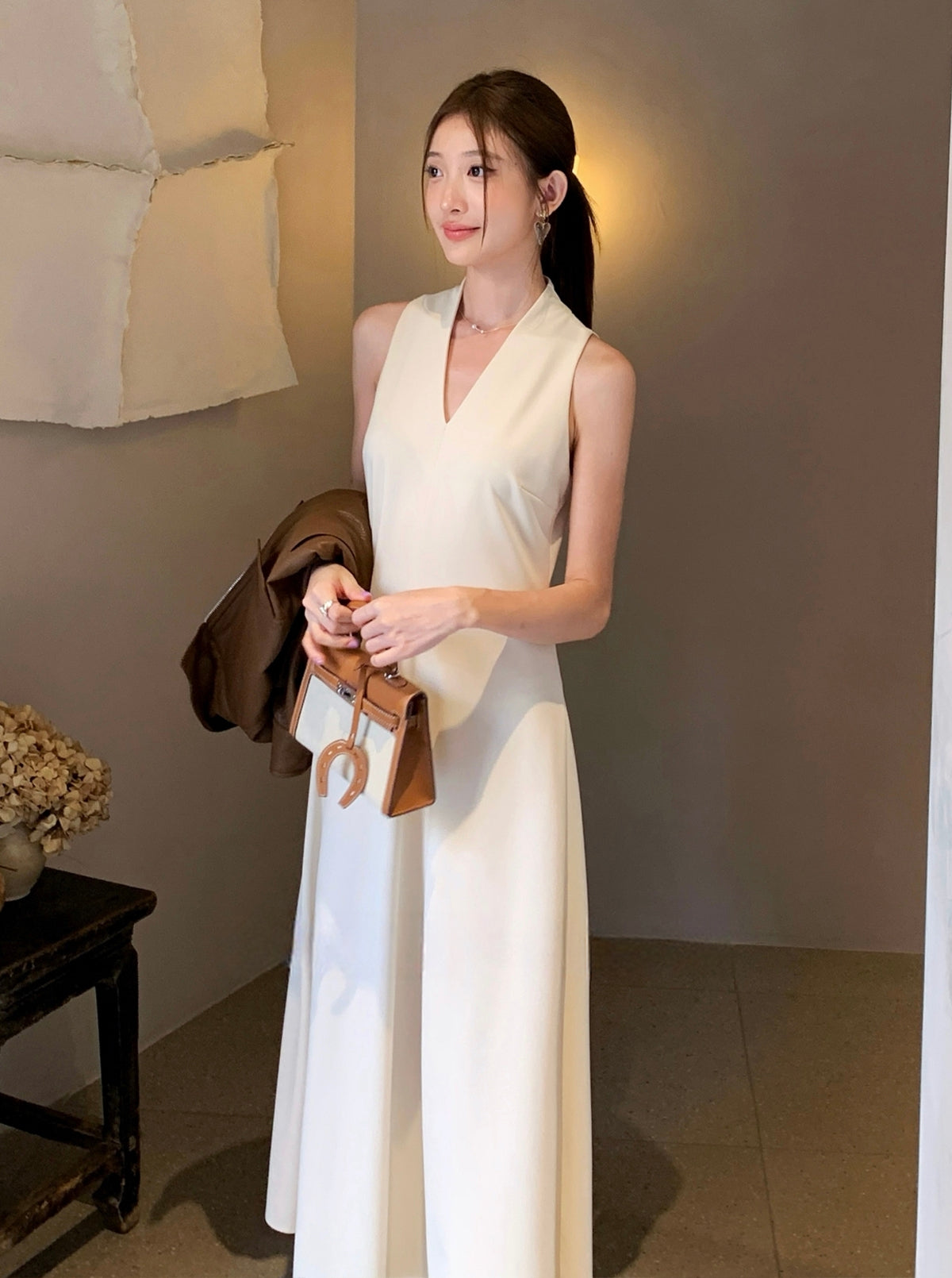 【dress】ノースリーブロングワンピース Q8931