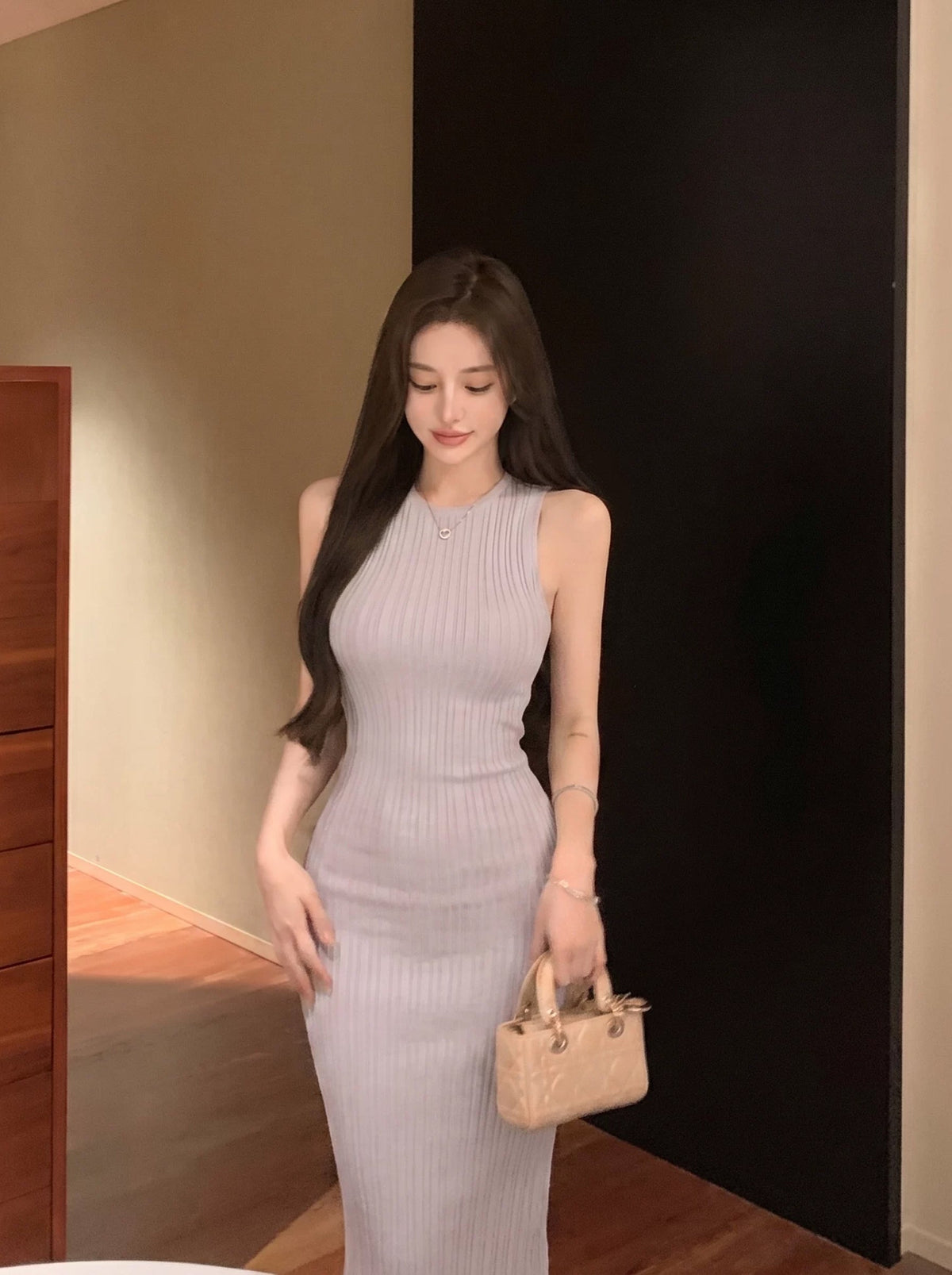 【dress】ニットベストワンピース Q8892