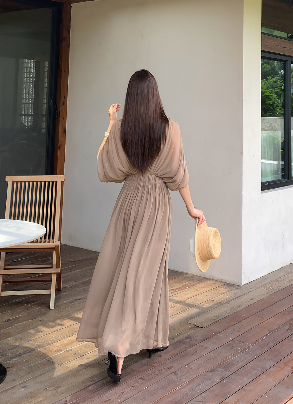 【dress】Vネックロングワンピース Q8756
