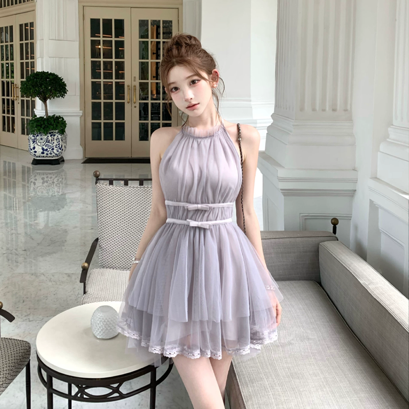 【dress】バックリボンチュールミニワンピース　M31380