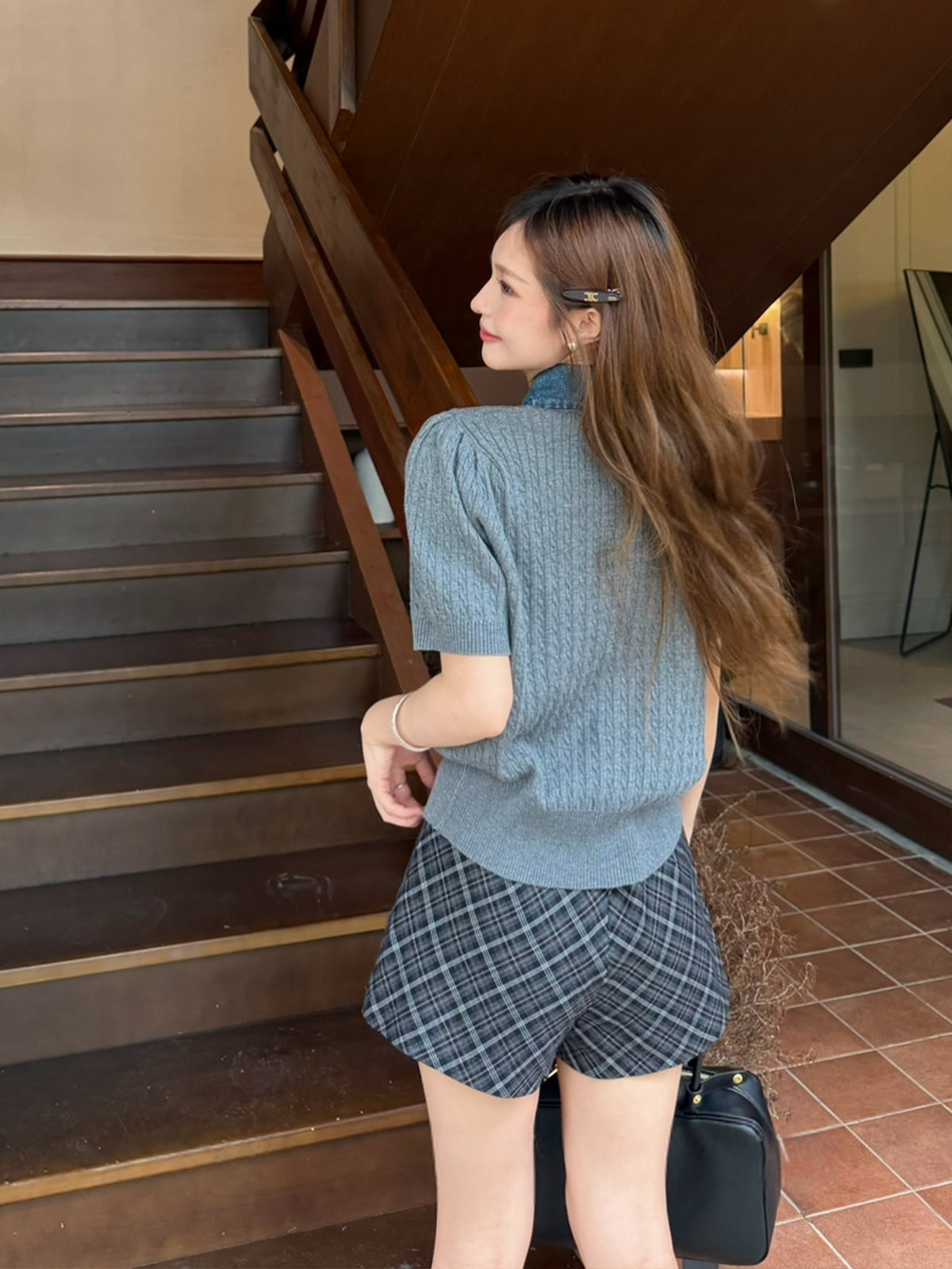 【tops】ポロネックニットトップス Q8938