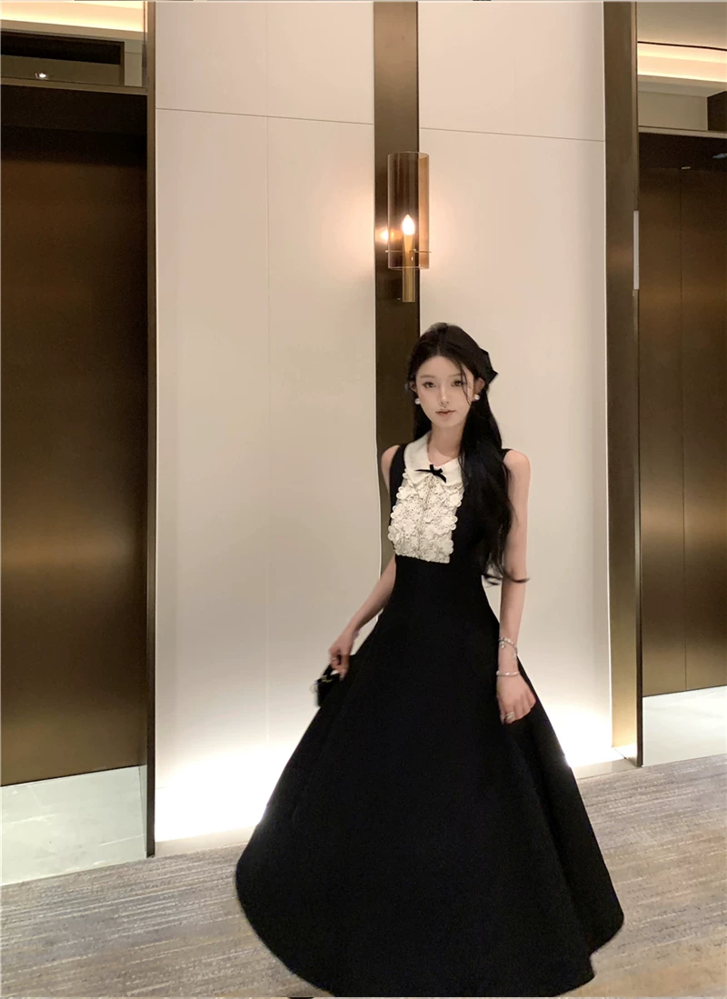 【dress】ノースリーブレースドッキングワンピース　M31116