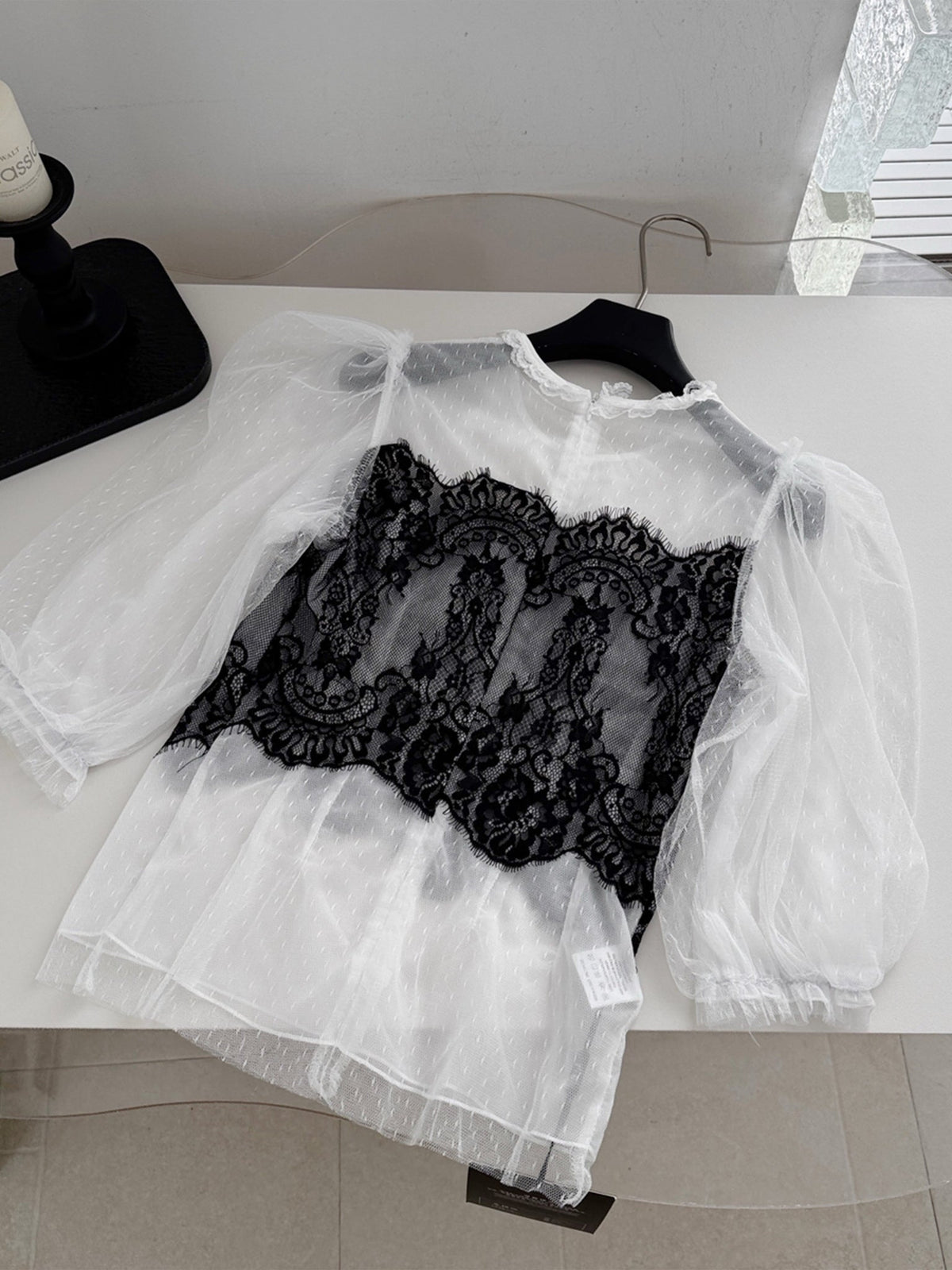 【set】レーストップス×ミニスカートセット Q8875