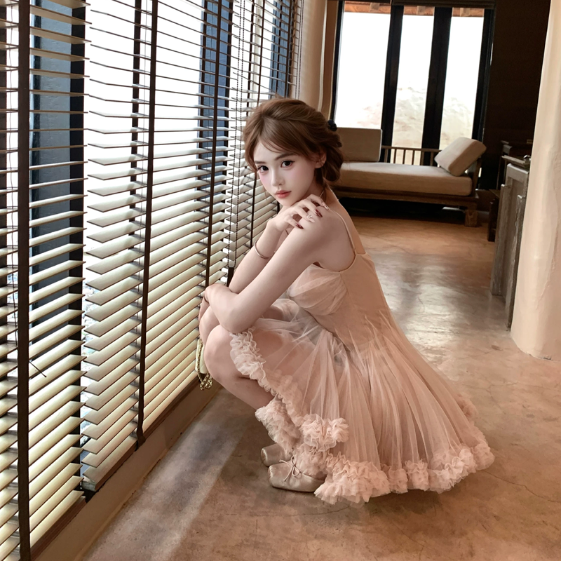 【dress】ギャザーフリルチュールミニワンピース Q8417