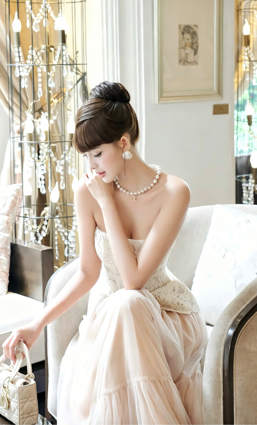 【set】レースベアトップ×チュールスカートセット     N3584