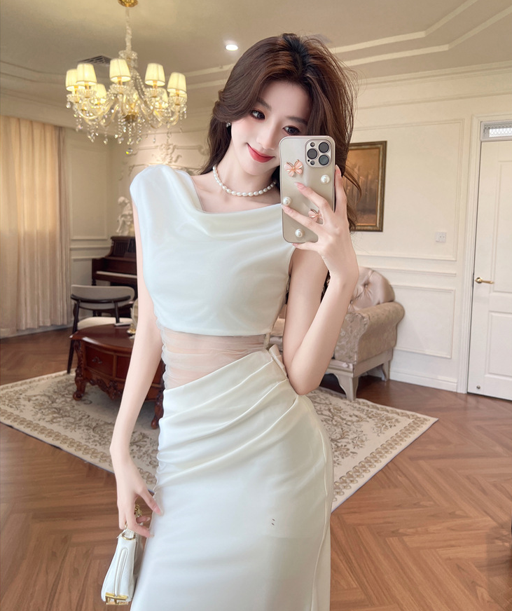 【dress】チュールコンビマーメイドワンピース　M30798