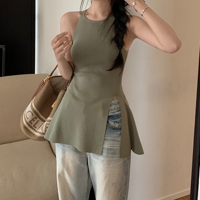 【tops】3色スリットタンクトップF7585