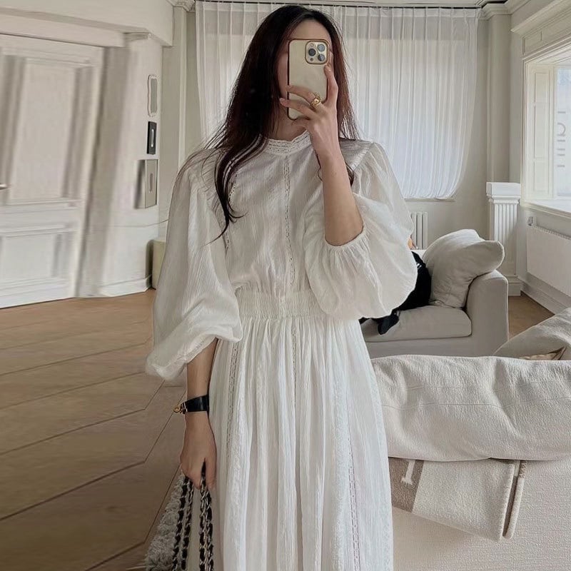 【dress】カットワークレース切り替えワンピース　M29780